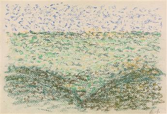 ÉMILE ANCELET (Charleville 1865-Paris 1951) Group of 4 color crayon landscape drawings.